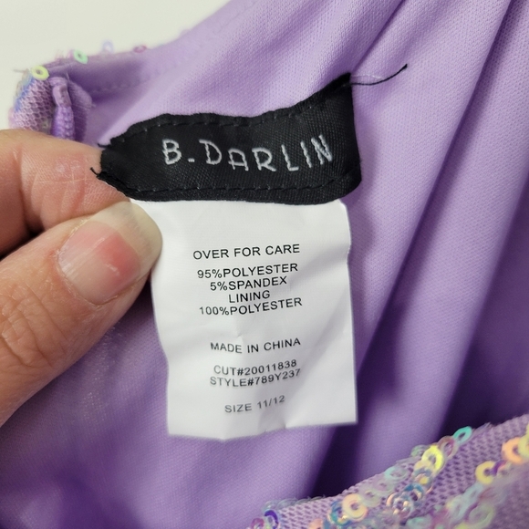 NWOT B. Darlin Juniors Iridescent Sequin Gown in Lilac Purple Size 11/12 - Picture 9 of 10